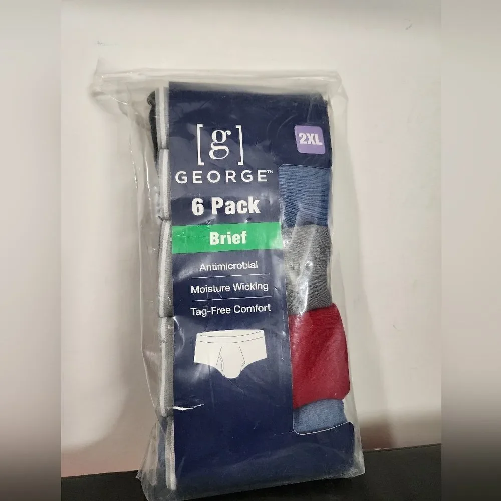 New George 6 Pack Antimicrobial Moisture Wicking Tagless Briefs 2XL